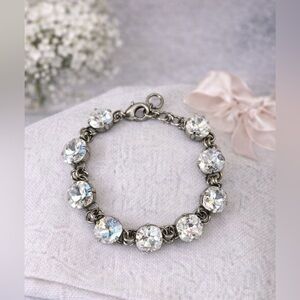 Sorrelli Swarovski Crystal Bracelet Silver Tone Link Sparkle Designer Jewelry